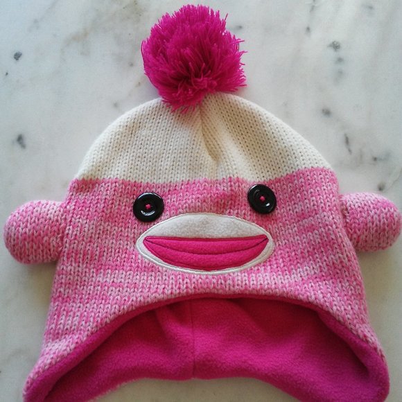 Knit Cap or Beanie - Pink Monkey - Picture 2 of 5